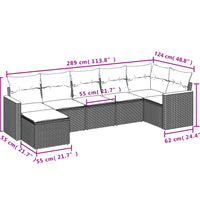 7-tlg. Garten-Sofagarnitur mit Kissen Beige Poly Rattan