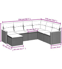 7-tlg. Garten-Sofagarnitur mit Kissen Beige Poly Rattan
