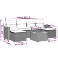 7-tlg. Garten-Sofagarnitur mit Kissen Beige Poly Rattan