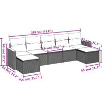 7-tlg. Garten-Sofagarnitur mit Kissen Beige Poly Rattan