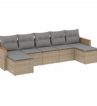 7-tlg. Garten-Sofagarnitur mit Kissen Beige Poly Rattan