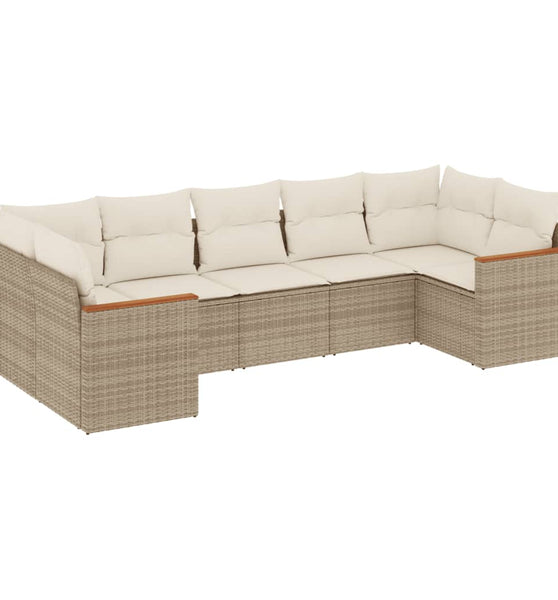 7-tlg. Garten-Sofagarnitur mit Kissen Beige Poly Rattan