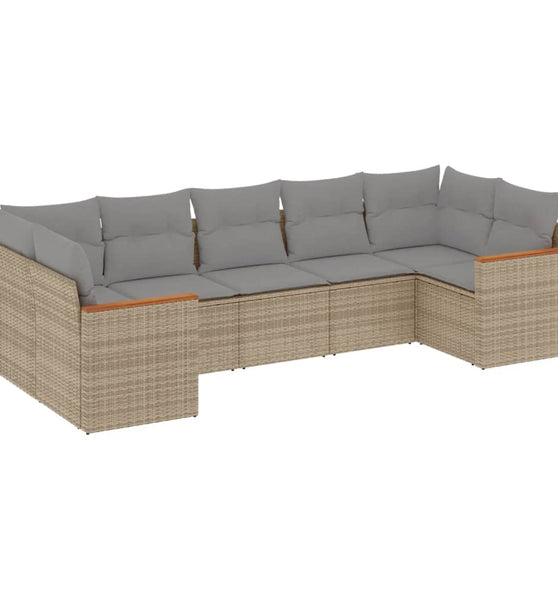 7-tlg. Garten-Sofagarnitur mit Kissen Beige Poly Rattan