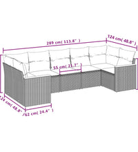 7-tlg. Garten-Sofagarnitur mit Kissen Beige Poly Rattan