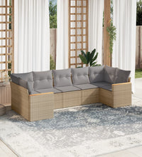 7-tlg. Garten-Sofagarnitur mit Kissen Beige Poly Rattan