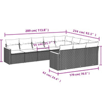 10-tlg. Garten-Sofagarnitur mit Kissen Beige Poly Rattan