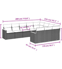 10-tlg. Garten-Sofagarnitur mit Kissen Beige Poly Rattan