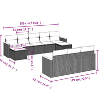 10-tlg. Garten-Sofagarnitur mit Kissen Grau Poly Rattan
