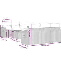 7-tlg. Garten-Sofagarnitur mit Kissen Beige Poly Rattan