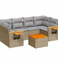 7-tlg. Garten-Sofagarnitur mit Kissen Beige Poly Rattan