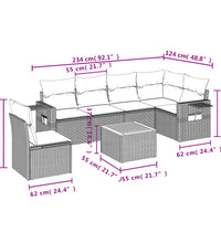 7-tlg. Garten-Sofagarnitur mit Kissen Beige Poly Rattan