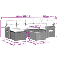 7-tlg. Garten-Sofagarnitur mit Kissen Beige Poly Rattan