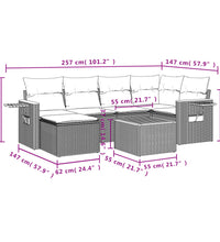 7-tlg. Garten-Sofagarnitur mit Kissen Beige Poly Rattan
