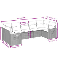 7-tlg. Garten-Sofagarnitur mit Kissen Beige Poly Rattan