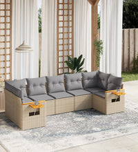 7-tlg. Garten-Sofagarnitur mit Kissen Beige Poly Rattan