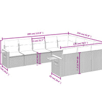 10-tlg. Garten-Sofagarnitur mit Kissen Grau Poly Rattan