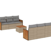 7-tlg. Garten-Sofagarnitur mit Kissen Beige Poly Rattan