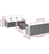 7-tlg. Garten-Sofagarnitur mit Kissen Beige Poly Rattan