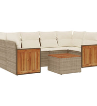 7-tlg. Garten-Sofagarnitur mit Kissen Beige Poly Rattan