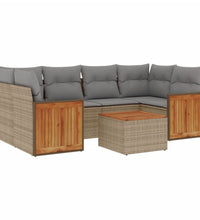 7-tlg. Garten-Sofagarnitur mit Kissen Beige Poly Rattan