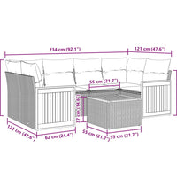 7-tlg. Garten-Sofagarnitur mit Kissen Beige Poly Rattan