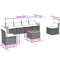 7-tlg. Garten-Sofagarnitur mit Kissen Beige Poly Rattan