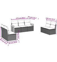 7-tlg. Garten-Sofagarnitur mit Kissen Beige Poly Rattan