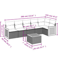 7-tlg. Garten-Sofagarnitur mit Kissen Beige Poly Rattan