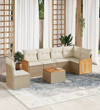 7-tlg. Garten-Sofagarnitur mit Kissen Beige Poly Rattan