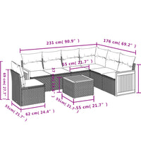 7-tlg. Garten-Sofagarnitur mit Kissen Beige Poly Rattan