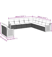 11-tlg. Garten-Sofagarnitur mit Kissen Beige Poly Rattan