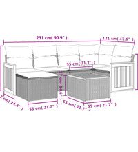 7-tlg. Garten-Sofagarnitur mit Kissen Beige Poly Rattan