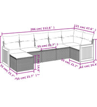 7-tlg. Garten-Sofagarnitur mit Kissen Beige Poly Rattan