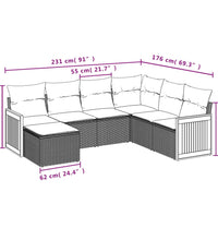 7-tlg. Garten-Sofagarnitur mit Kissen Beige Poly Rattan