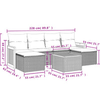 7-tlg. Garten-Sofagarnitur mit Kissen Beige Poly Rattan
