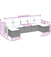 7-tlg. Garten-Sofagarnitur mit Kissen Beige Poly Rattan