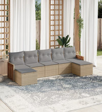 7-tlg. Garten-Sofagarnitur mit Kissen Beige Poly Rattan