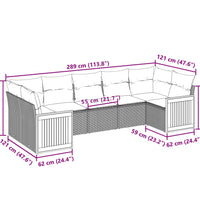 7-tlg. Garten-Sofagarnitur mit Kissen Beige Poly Rattan