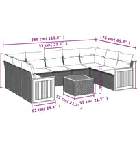 10-tlg. Garten-Sofagarnitur mit Kissen Schwarz Poly Rattan
