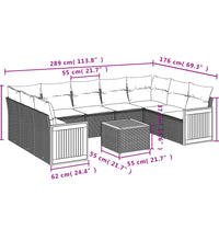 10-tlg. Garten-Sofagarnitur mit Kissen Schwarz Poly Rattan