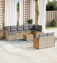 10-tlg. Garten-Sofagarnitur mit Kissen Beige Poly Rattan