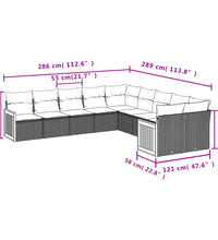 10-tlg. Garten-Sofagarnitur mit Kissen Schwarz Poly Rattan