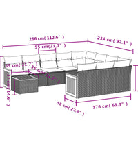 11-tlg. Garten-Sofagarnitur mit Kissen Beige Poly Rattan