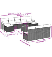 11-tlg. Garten-Sofagarnitur mit Kissen Beige Poly Rattan