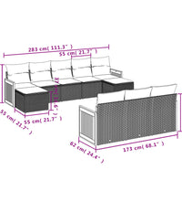 10-tlg. Garten-Sofagarnitur mit Kissen Schwarz Poly Rattan
