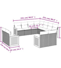 11-tlg. Garten-Sofagarnitur mit Kissen Beige Poly Rattan