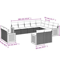 12-tlg. Garten-Sofagarnitur mit Kissen Beige Poly Rattan