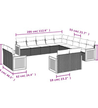 13-tlg. Garten-Sofagarnitur mit Kissen Beige Poly Rattan