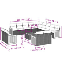 14-tlg. Garten-Sofagarnitur mit Kissen Beige Poly Rattan