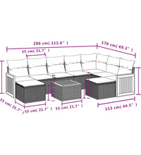 10-tlg. Garten-Sofagarnitur mit Kissen Schwarz Poly Rattan